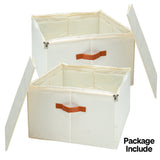 Clothing & Wardrobe Storage: 2 Pack Shoe Organizer Zipper Clear Lid Fabric Shoe Storage Box Space Saving Beige Shoe Holder for Closet and Adjustable Dividers Fits up to 16 Pairs