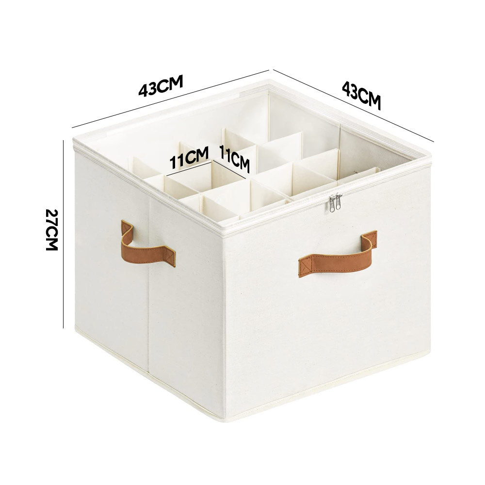 Clothing & Wardrobe Storage: 2 Pack Shoe Organizer Zipper Clear Lid Fabric Shoe Storage Box Space Saving Beige Shoe Holder for Closet and Adjustable Dividers Fits up to 16 Pairs