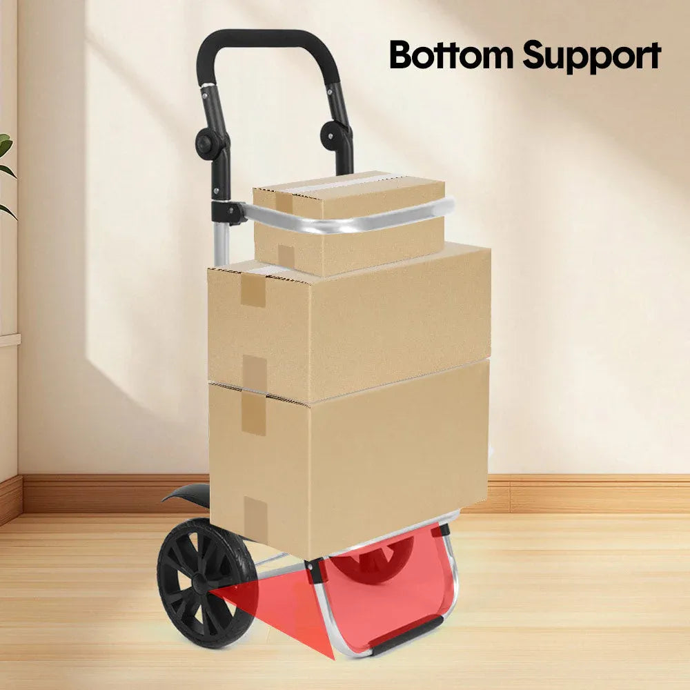 Foldable Shopping Trolley Cart Multifunctional Large Capacity Hand Carry Bag Aluminium Frame with Removable Zipped Bag Side Pockets and Wheels Black