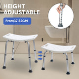 Mobility & Accessibility: Shower Chair Stable Non-Slip Bath Seat 37-52cm Height Adjustable with Shower Holder and Armrest for Elderly Medical Disabled Safety Bathroom Max Load 100kg