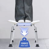 Mobility & Accessibility: Shower Chair Stable Non-Slip Bath Seat 37-52cm Height Adjustable with Shower Holder and Armrest for Elderly Medical Disabled Safety Bathroom Max Load 100kg