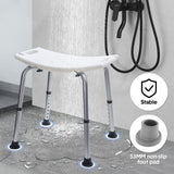 Mobility & Accessibility: Shower Chair Stable Non-Slip Bath Seat 37-52cm Height Adjustable with Shower Holder and Armrest for Elderly Medical Disabled Safety Bathroom Max Load 100kg
