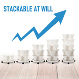 Pots, Planters & Accessories: 5 Tier Stackable Planter Pots Vertical Garden Stacking Space Saving High Yield Ideal for Herbs Flower Plants Veggies With Wheel White 37cm Width