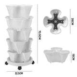 Pots, Planters & Accessories: 5 Tier Stackable Planter Pots Vertical Garden Stacking Space Saving High Yield Ideal for Herbs Flower Plants Veggies With Wheel White 37cm Width
