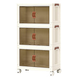 Makeup Organisation & Storage: Foldable Storage Cabinet Stackable Bins Household Plastic Closet Multi-purpose Organizer Doors and Top Lid 2 Way Opening with 360 Degree Rotatable Wheels