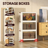Makeup Organisation & Storage: Foldable Storage Cabinet Stackable Bins Household Plastic Closet Multi-purpose Organizer Doors and Top Lid 2 Way Opening with 360 Degree Rotatable Wheels