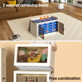 Makeup Organisation & Storage: Foldable Storage Cabinet Stackable Bins Household Plastic Closet Multi-purpose Organizer Doors and Top Lid 2 Way Opening with 360 Degree Rotatable Wheels