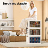 Makeup Organisation & Storage: Foldable Storage Cabinet Stackable Bins Household Plastic Closet Multi-purpose Organizer Doors and Top Lid 2 Way Opening with 360 Degree Rotatable Wheels