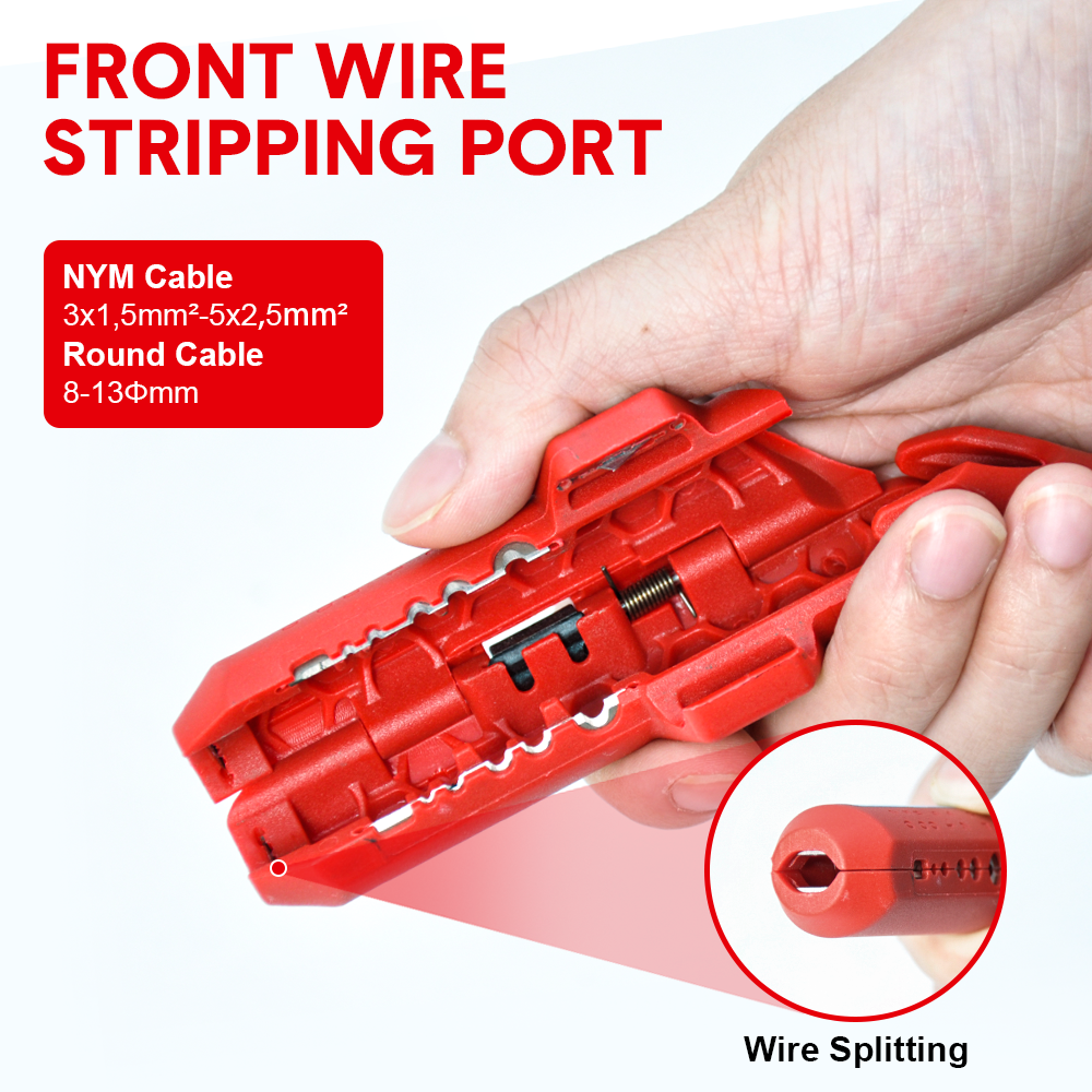 Cutters: Wire Stripper Ergonomic Curved Handle Cable Stripping Splitting Cut Tool Wide Stripping Ranges Hand Tool with 6 Size Planer Holes for Electrical