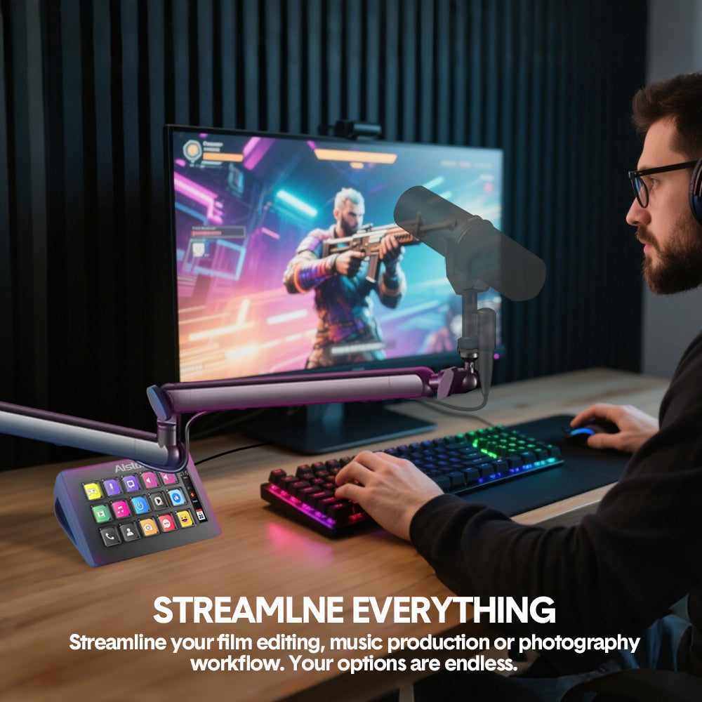 Video Games: Studio Controller Keyboard Stream Controller Customizable Deck with 15 Shortcut Keys for Multi Applications Triggered in PC for Streaming Studio Work Game