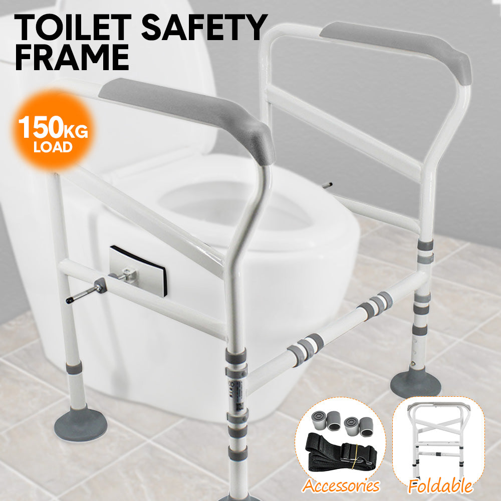 Mobility & Accessibility: Toilet Frame Support Standing Disability Assist Aid Safety Grab Handle Rail Height and Width Adjustable For Elderly Disabled Max Load 150Kg