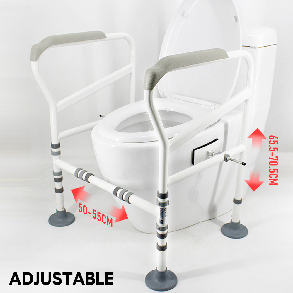 Mobility & Accessibility: Toilet Frame Support Standing Disability Assist Aid Safety Grab Handle Rail Height and Width Adjustable For Elderly Disabled Max Load 150Kg