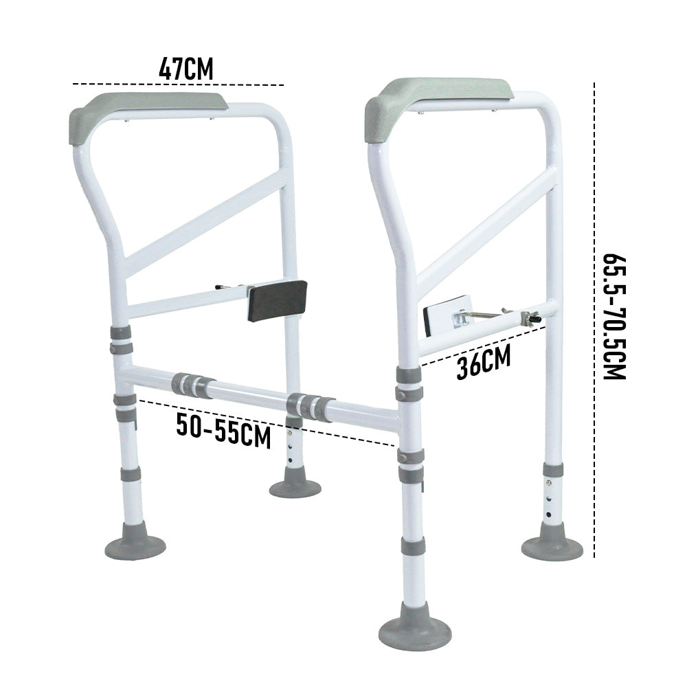 Mobility & Accessibility: Toilet Frame Support Standing Disability Assist Aid Safety Grab Handle Rail Height and Width Adjustable For Elderly Disabled Max Load 150Kg