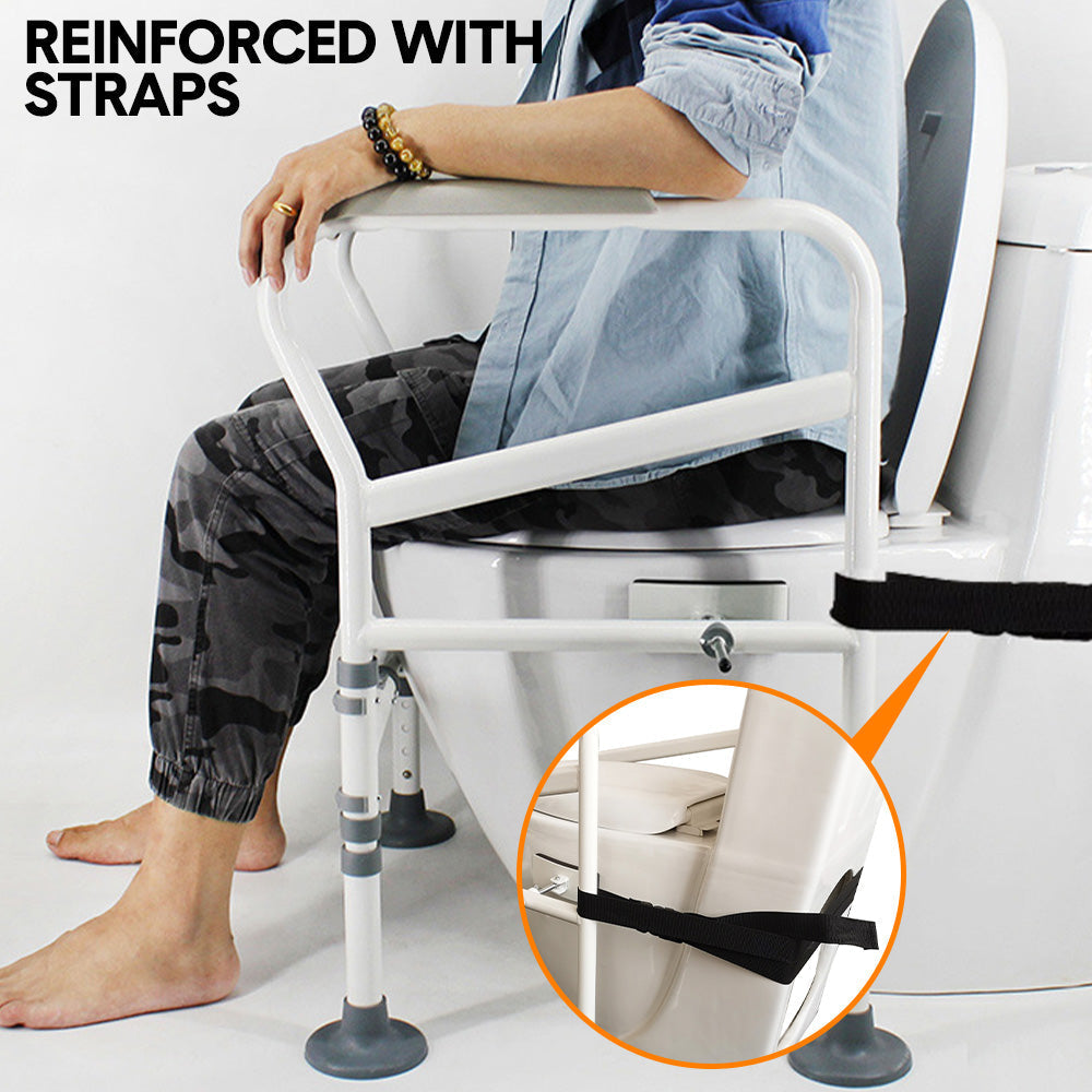 Mobility & Accessibility: Toilet Frame Support Standing Disability Assist Aid Safety Grab Handle Rail Height and Width Adjustable For Elderly Disabled Max Load 150Kg