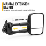 Automotive Parts: Front Pair Extendable Towing Mirrors Fit for Nissan Patrol GU/Y61 1997-2016 Manual Foldable Split View Black 2pcs
