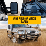 Automotive Parts: Front Pair Extendable Towing Mirrors Fit for Nissan Patrol GU/Y61 1997-2016 Manual Foldable Split View Black 2pcs