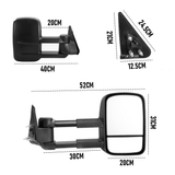 Automotive Parts: Front Pair Extendable Towing Mirrors Fit for Nissan Patrol GU/Y61 1997-2016 Manual Foldable Split View Black 2pcs
