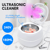 Jewellery Cleaners: Ultrasonic UV Cleaner Portable 42khz Dual Mode Cleaner 180-220ml with Chamber and Timer for Dentures Aligner Retainer Dental and Jewellery Cleaning Machine