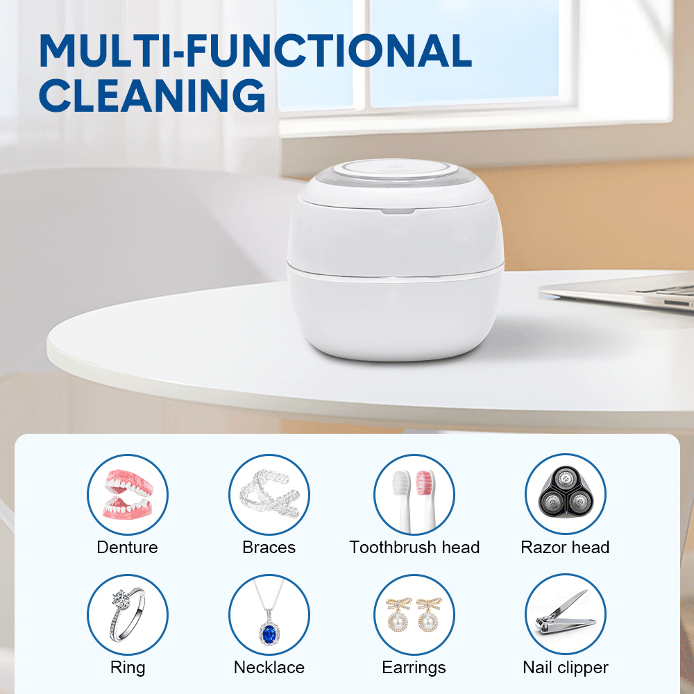 Jewellery Cleaners: Ultrasonic UV Cleaner Portable 42khz Dual Mode Cleaner 180-220ml with Chamber and Timer for Dentures Aligner Retainer Dental and Jewellery Cleaning Machine