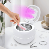 Jewellery Cleaners: Ultrasonic UV Cleaner Portable 42khz Dual Mode Cleaner 180-220ml with Chamber and Timer for Dentures Aligner Retainer Dental and Jewellery Cleaning Machine