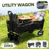 Foldable Camping Wagon 150L Portable Hand Trolley with All-Terrain Wheels and Tailgate For Outdoor Picnic Shopping Sports Max Load 200Kg Utility Cart