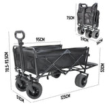 Foldable Camping Wagon 150L Portable Hand Trolley with All-Terrain Wheels and Tailgate For Outdoor Picnic Shopping Sports Max Load 200Kg Utility Cart