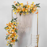 Garden Ornaments: Golden Square Wedding Arch Adjustable 1M-2M Flower Rack Backdrop Stand Balloon Arch Stand for Wedding Birthday Party Garden Ceremony Decoration