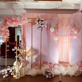 Garden Ornaments: Golden Square Wedding Arch Adjustable 1M-2M Flower Rack Backdrop Stand Balloon Arch Stand for Wedding Birthday Party Garden Ceremony Decoration