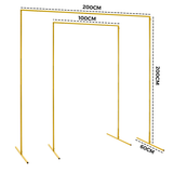 Garden Ornaments: Golden Square Wedding Arch Adjustable 1M-2M Flower Rack Backdrop Stand Balloon Arch Stand for Wedding Birthday Party Garden Ceremony Decoration