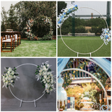 Garden Ornaments: 2M White Wedding Hoop Arch Metal Flower Ring Display Frame Balloon Circle Rack Backdrop for Wedding Birthday Party Garden Ceremony Decoration