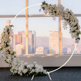 Garden Ornaments: 2M White Wedding Hoop Arch Metal Flower Ring Display Frame Balloon Circle Rack Backdrop for Wedding Birthday Party Garden Ceremony Decoration