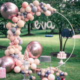 Garden Ornaments: 2M White Wedding Hoop Arch Metal Flower Ring Display Frame Balloon Circle Rack Backdrop for Wedding Birthday Party Garden Ceremony Decoration