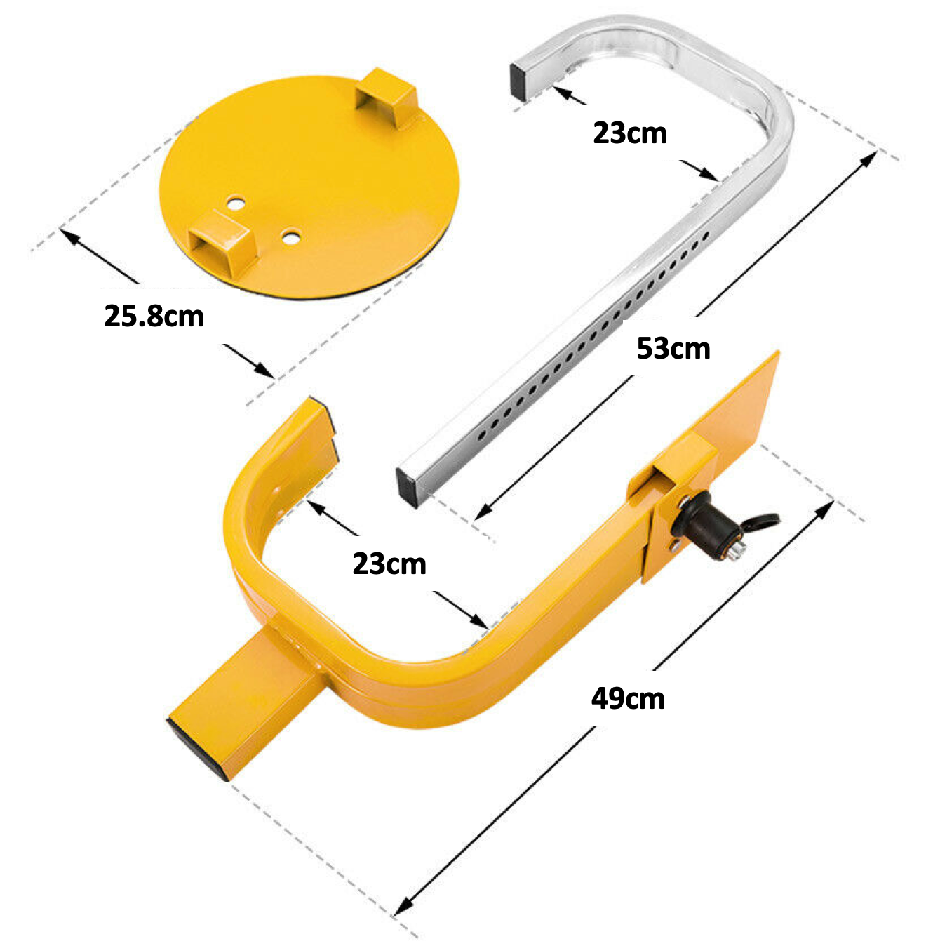 Automotive Parts: Wheel Clamp Defender Tyre Lock Adjustable for 13'' 14'' 15'' Truck SUV Trailer Caravan 195mm-230mm Heavy Duty with 2 Keys Anti Theft 1 Year Warranty