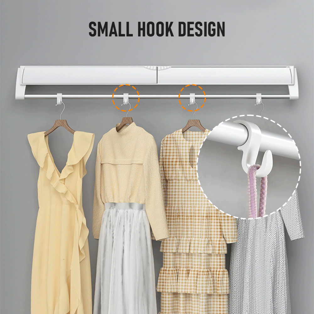 Clothing & Wardrobe Storage: Alston Wall Mounted Drying Rack Clothes Airer Space Saver Folding Dryer Bearing Capacity 12KG Foldable Rail With Hooks Indoor Outdoor Balcony Laundry White