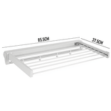 Clothing & Wardrobe Storage: Alston Wall Mounted Drying Rack Clothes Airer Space Saver Folding Dryer Bearing Capacity 12KG Foldable Rail With Hooks Indoor Outdoor Balcony Laundry White
