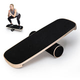 Gym & Training Step: Wooden Balance Board Non-Slip Roller Board Home Fitness Balance Trainer Improves Core Stability for Snowboard Skateboard Surf Yoga Training Max Load 200kg