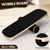 Gym & Training Step: Wooden Balance Board Non-Slip Roller Board Home Fitness Balance Trainer Improves Core Stability for Snowboard Skateboard Surf Yoga Training Max Load 200kg