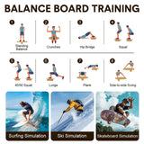 Gym & Training Step: Wooden Balance Board Non-Slip Roller Board Home Fitness Balance Trainer Improves Core Stability for Snowboard Skateboard Surf Yoga Training Max Load 200kg