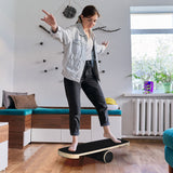 Gym & Training Step: Wooden Balance Board Non-Slip Roller Board Home Fitness Balance Trainer Improves Core Stability for Snowboard Skateboard Surf Yoga Training Max Load 200kg