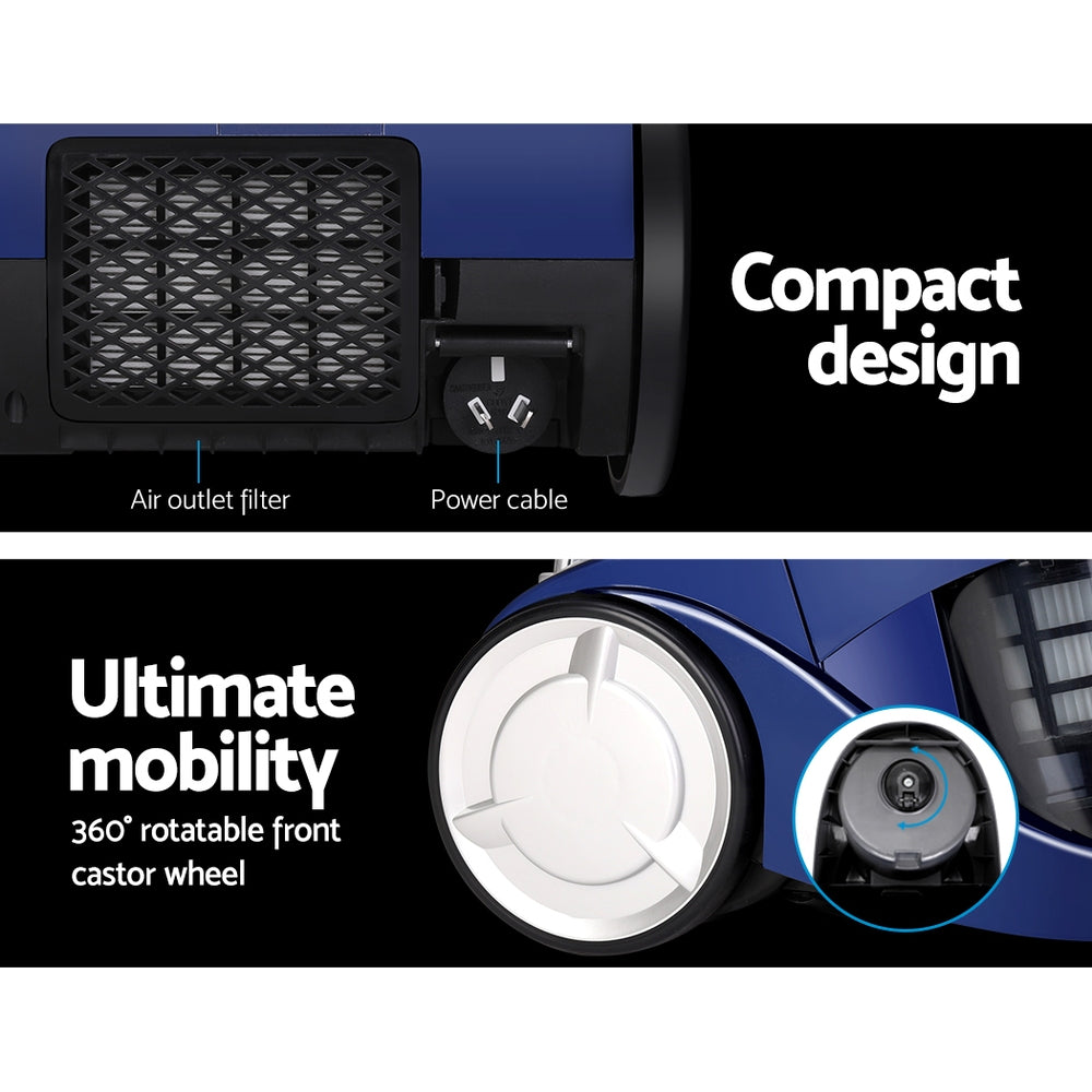 Stick Vacuums: Devanti 2200W Bagless Vacuum Cleaner Blue