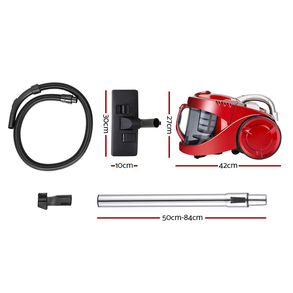 Stick Vacuums: Devanti 2200W Bagless Vacuum Cleaner Red