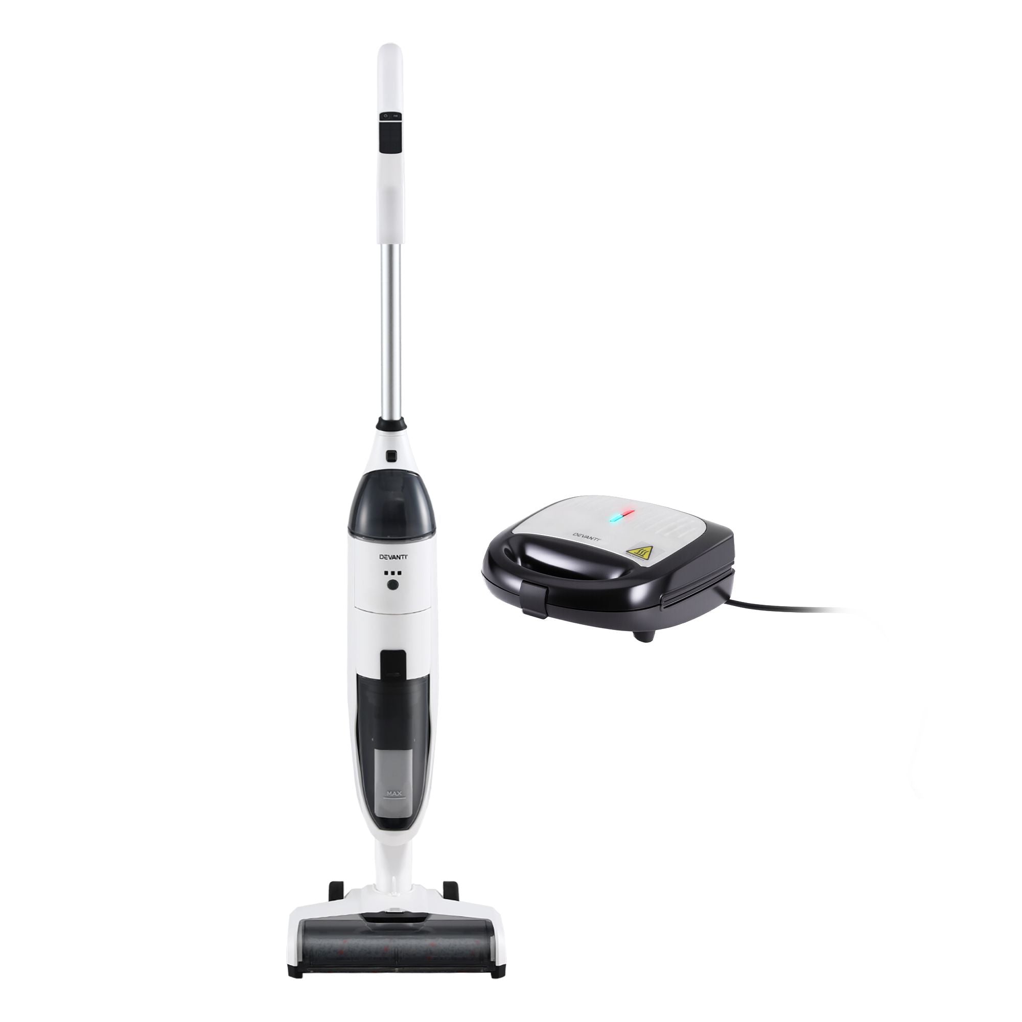 Devanti Cordless Wet Dry Vacuum Mop plus 3-in-1 Sandwich Waffle Maker