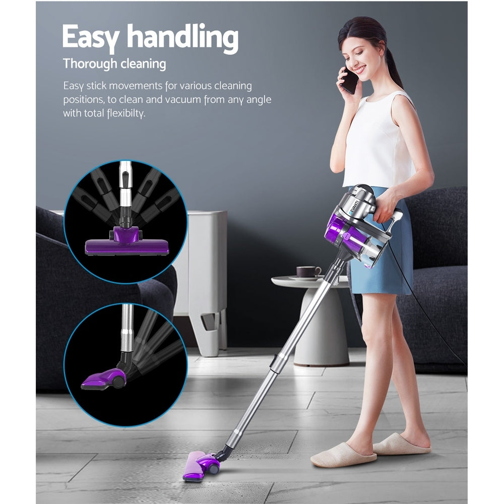 Stick Vacuums: Devanti Stick Vacuum Cleaner Handheld Corded 450W Purple