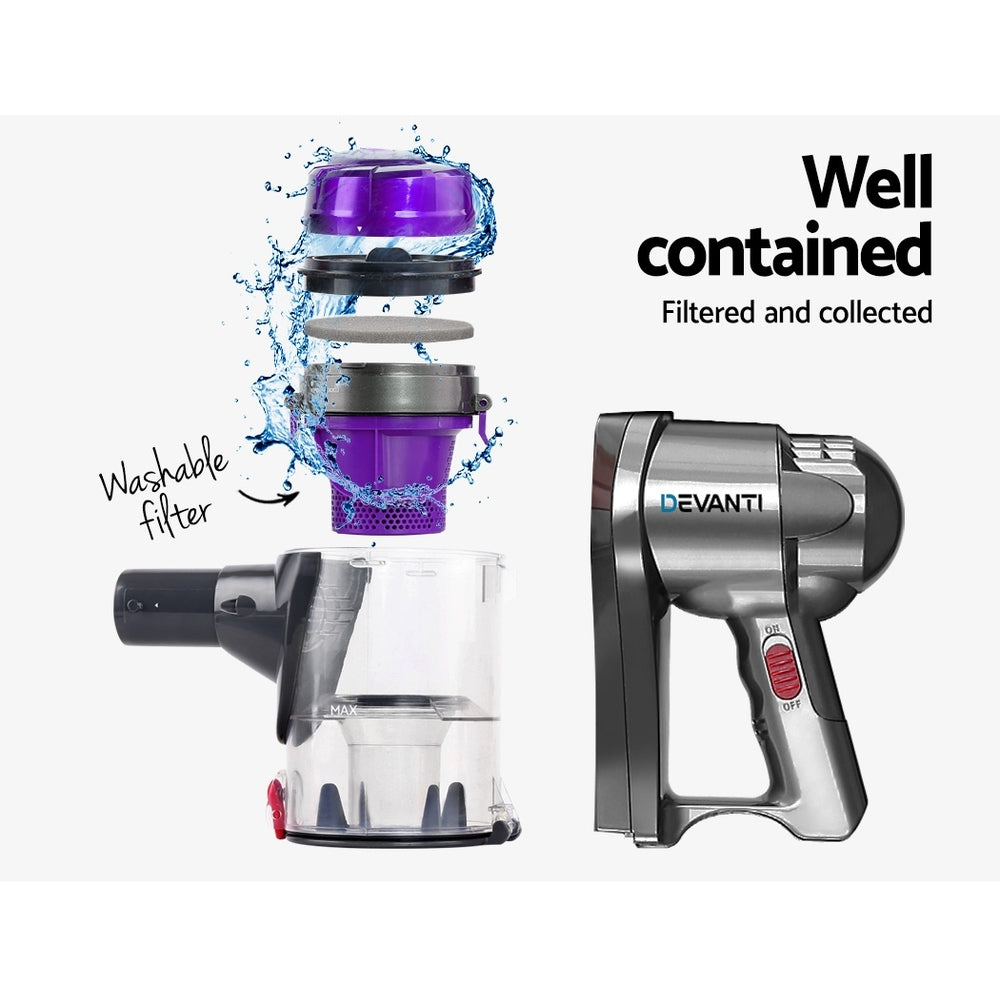 Stick Vacuums: Devanti Stick Vacuum Cleaner Handheld Corded 450W Purple