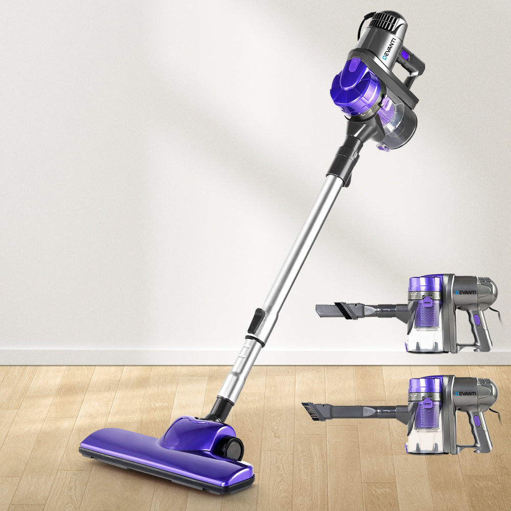 Stick Vacuums: Devanti Stick Vacuum Cleaner Handheld Corded 450W Purple