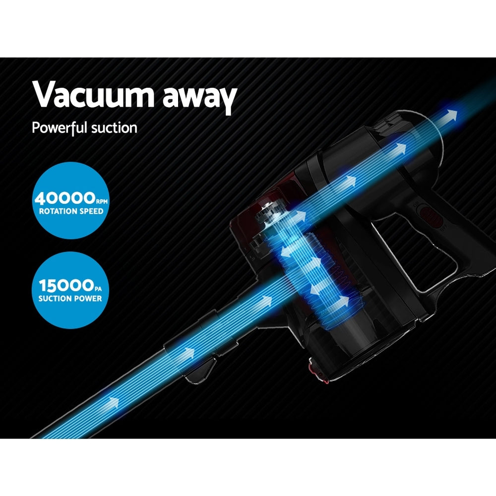 Stick Vacuums: Devanti Stick Vacuum Cleaner Handheld Corded 450W Red
