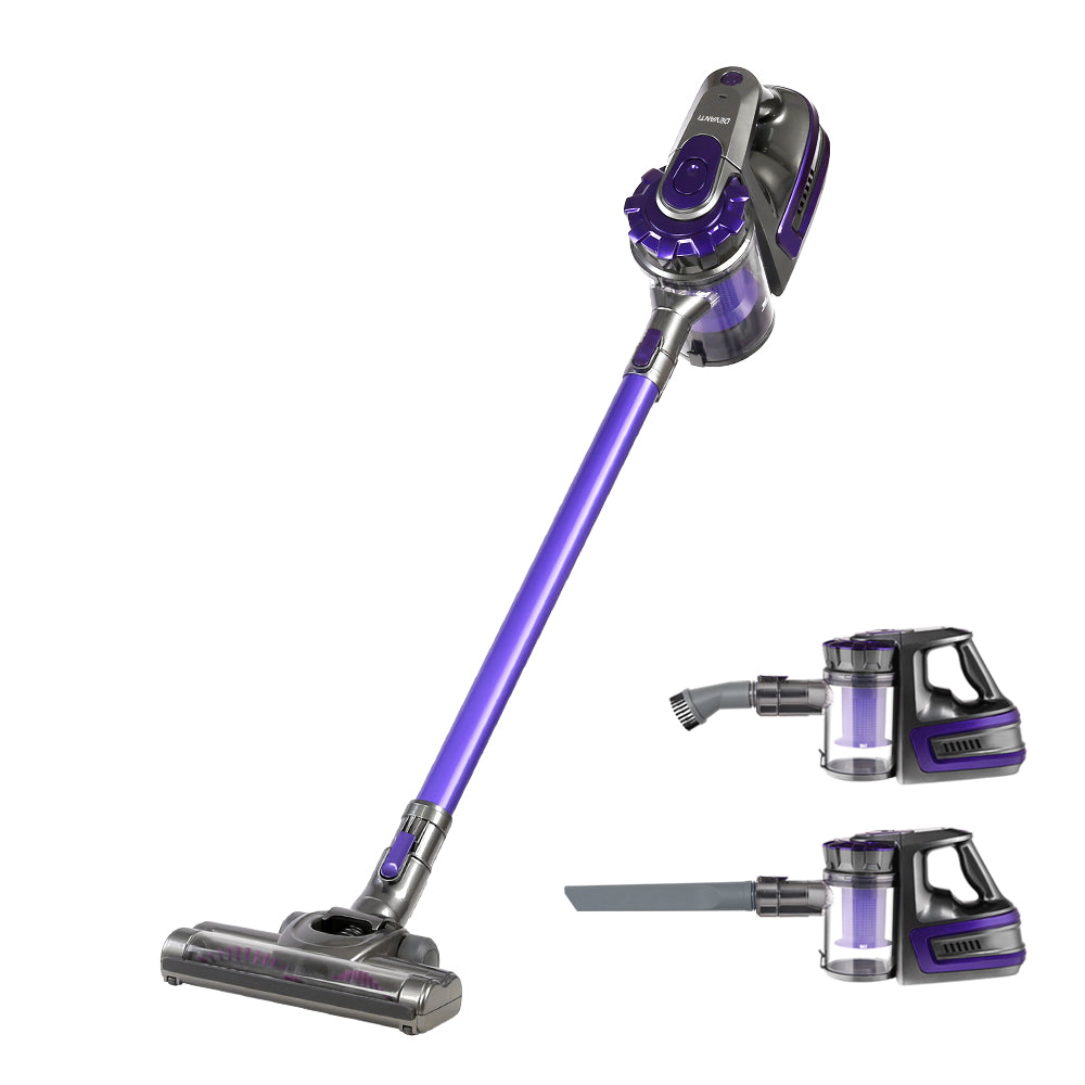 Stick Vacuums: Devanti Stick Vacuum Cleaner Bagless Cordless 150W Purple