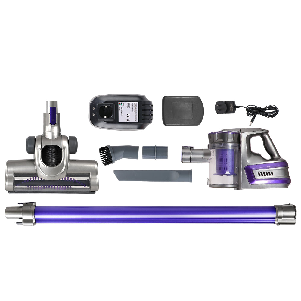 Stick Vacuums: Devanti Stick Vacuum Cleaner Bagless Cordless 150W Purple