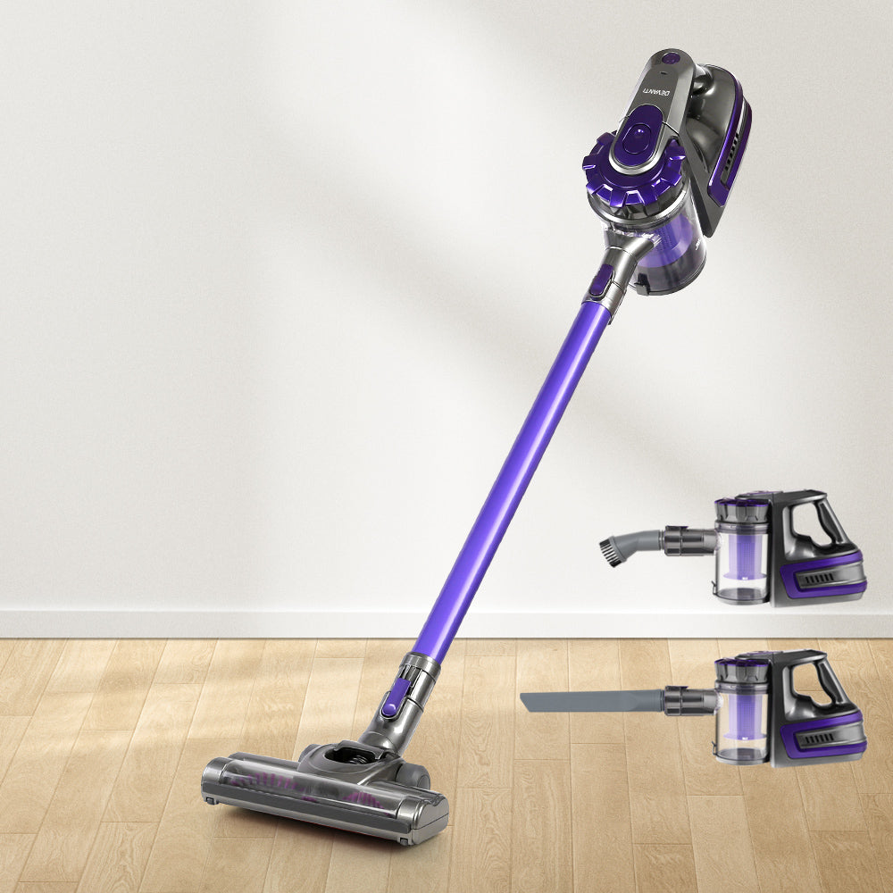 Stick Vacuums: Devanti Stick Vacuum Cleaner Bagless Cordless 150W Purple