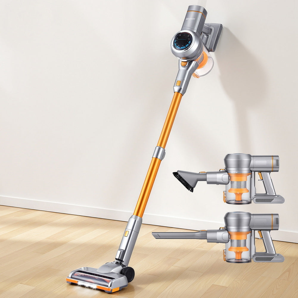 Vacuum Cleaner Accessories: Devanti 300W Stick Vacuum Cleaner Cordless Self-Standing Golden